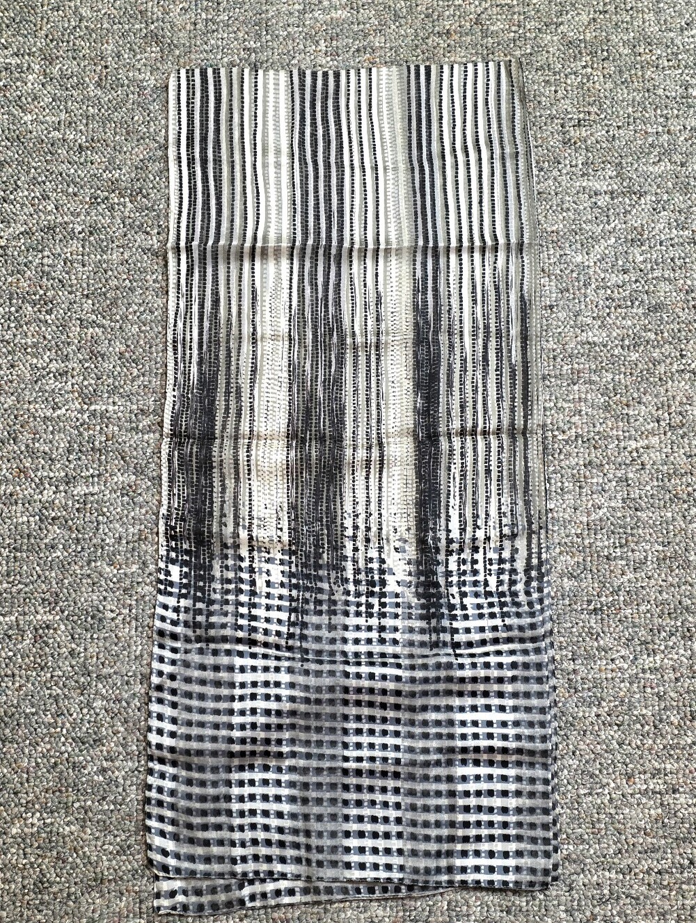 Anthropologie Neutral Geometric Print Oblong Silk Scarf